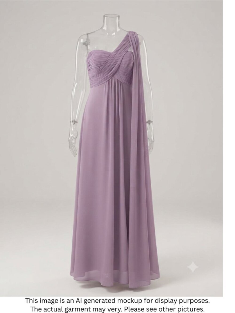 Ever Pretty One-Shoulder Lavender Chiffon Gown.